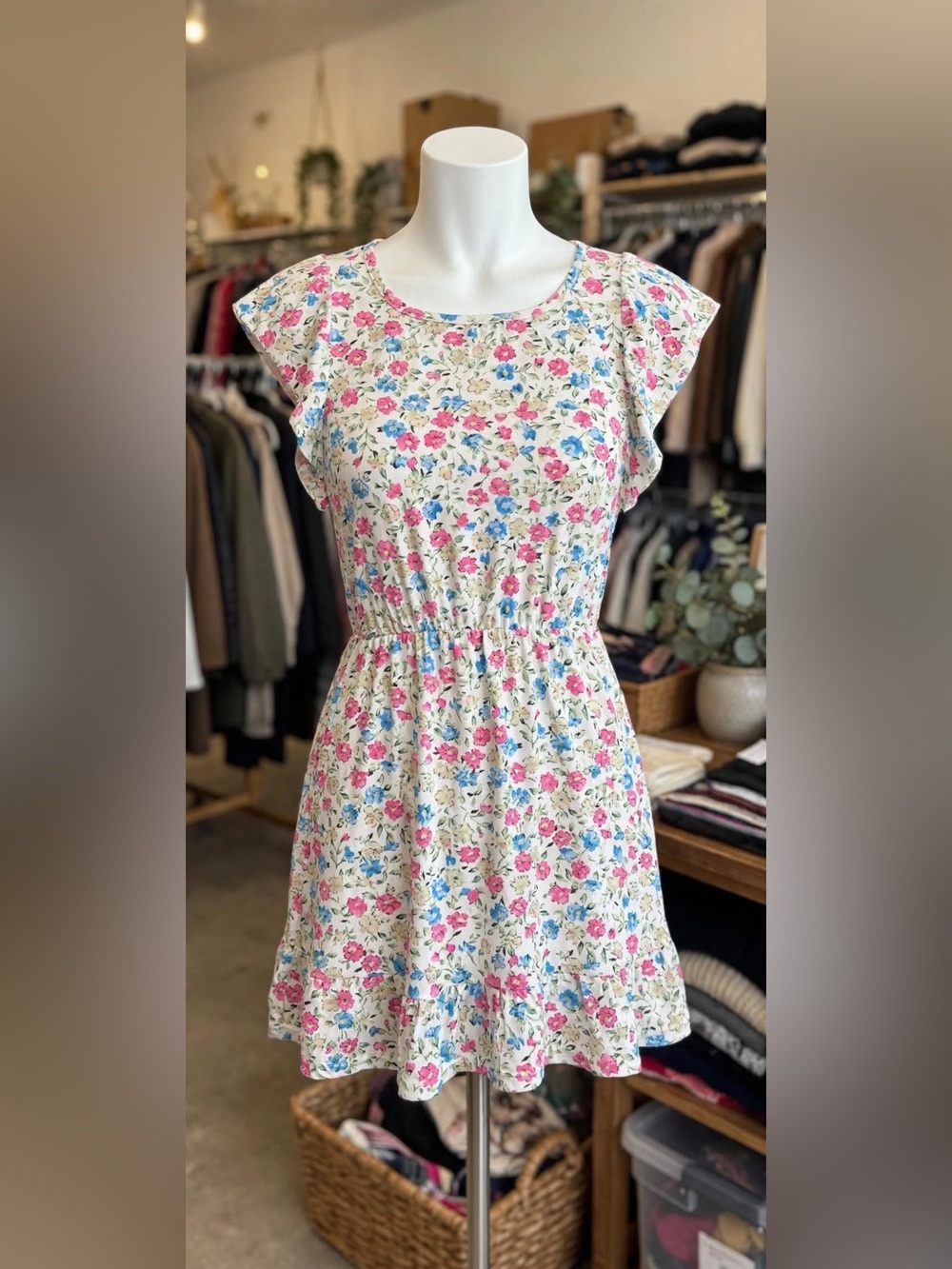 "Love From The" Girls' Floral Ruffle Hem Dress - Size 14/16